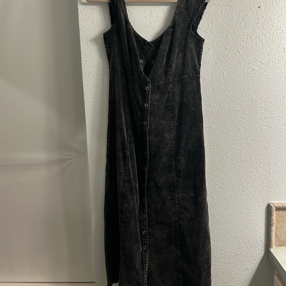 Black Denim Button-Down Dress